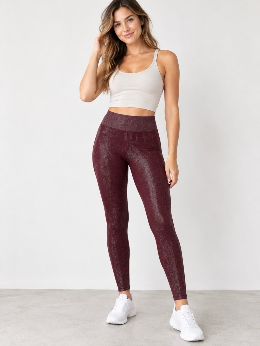 PINK Victoria's Secret Sparkle High-Waist Leggings - Burgundy